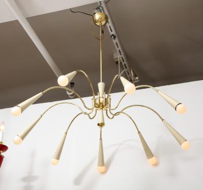 Italian Modernist Brass Spider Chandelier Italy circa 1950