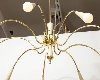 Italian Modernist Brass Spider Chandelier Italy circa 1950