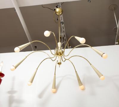 Italian Modernist Brass Spider Chandelier Italy circa 1950