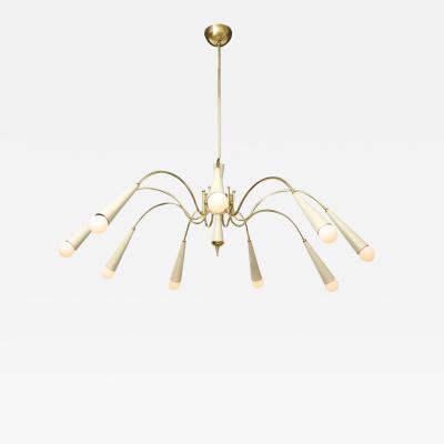 Italian Modernist Brass Spider Chandelier Italy circa 1950