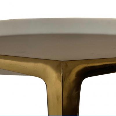 Italian Modernist Brass and Marble Top End Table
