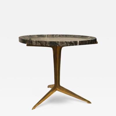 Italian Modernist Brass and Marble Top End Tables