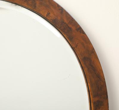 Italian Modernist Burl Walnut Circular Mirror circa 1960