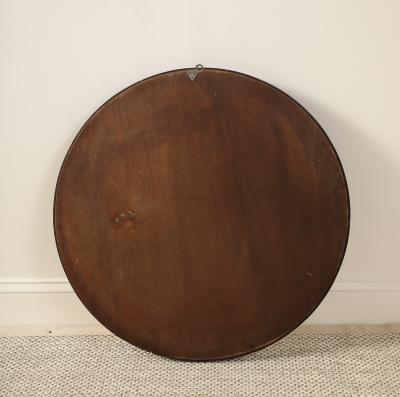 Italian Modernist Burl Walnut Circular Mirror circa 1960