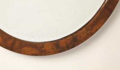 Italian Modernist Burl Walnut Circular Mirror circa 1960