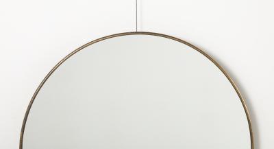 Italian Modernist Circular Brass Wall Mirror circa 1950