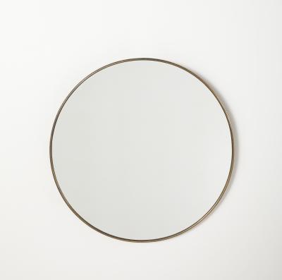 Italian Modernist Circular Brass Wall Mirror circa 1950