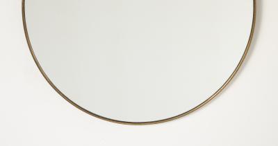 Italian Modernist Circular Brass Wall Mirror circa 1950