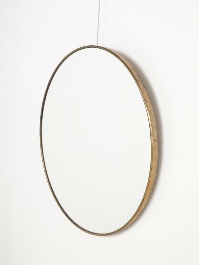 Italian Modernist Circular Brass Wall Mirror circa 1950