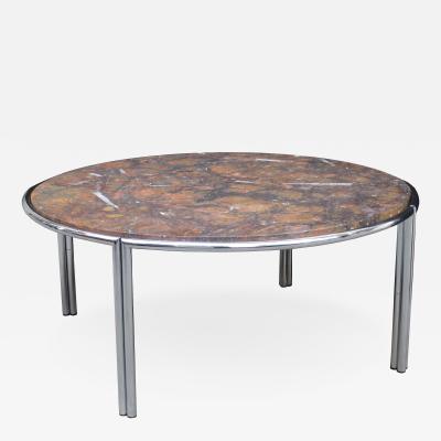 Italian Modernist Cocktail Table with Fossil Marble Top