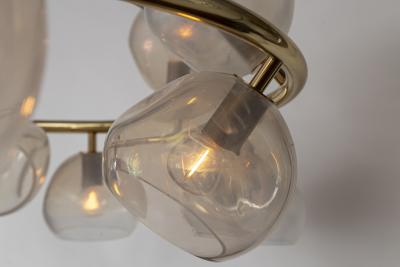 Italian Modernist Iridescent Clear Blown Glass Chandelier 2 Available