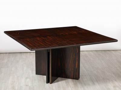 Italian Modernist Macassar Ebony Square Dining Table Italy circa 1960