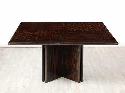 Italian Modernist Macassar Ebony Square Dining Table Italy circa 1960