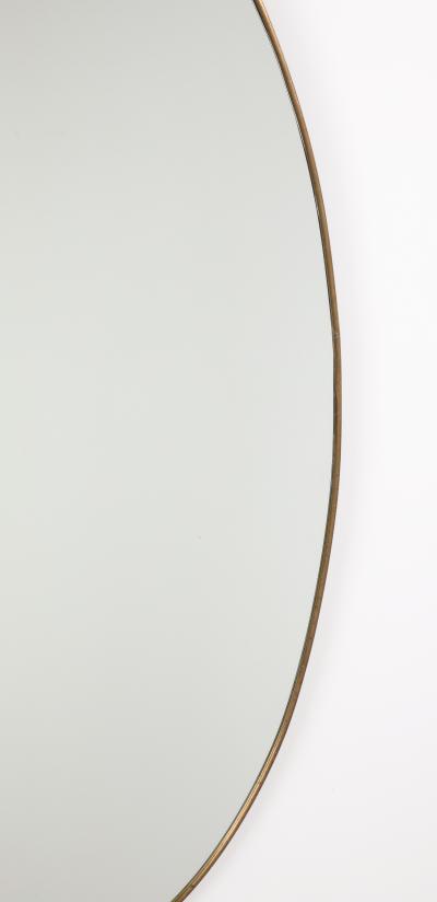 Italian Modernist Oval Brass Mirror Circa 1950