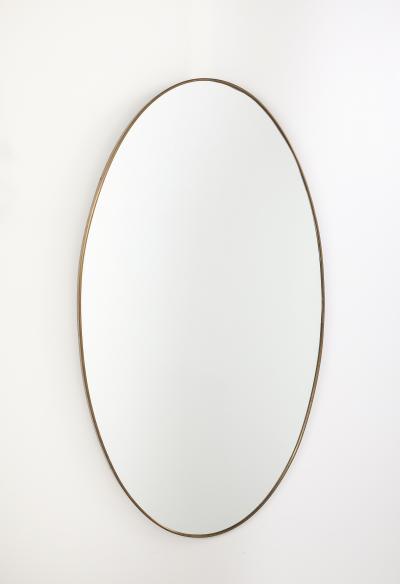 Italian Modernist Oval Brass Mirror Circa 1950