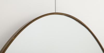 Italian Modernist Oval Brass Mirror Circa 1950