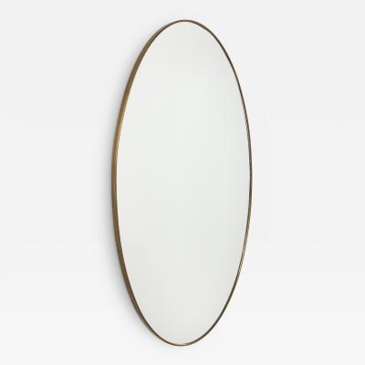 Italian Modernist Oval Brass Mirror Circa 1950