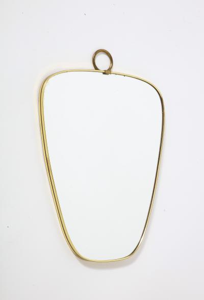 Italian Modernist Petite Brass Shaped Mirror Italy circa 1970