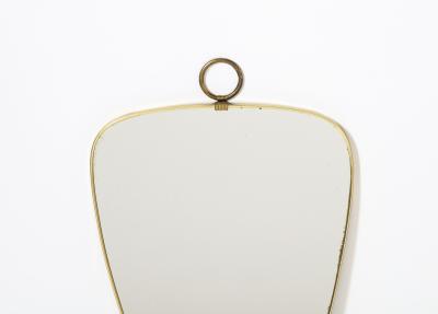 Italian Modernist Petite Brass Shaped Mirror Italy circa 1970