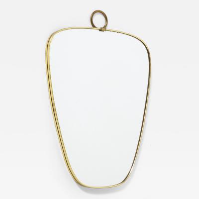 Italian Modernist Petite Brass Shaped Mirror Italy circa 1970
