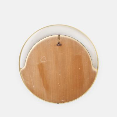 Italian Modernist Round Brass Mirror with Rose Gold Glass