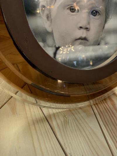 Italian Modernist Round Lucite Picture Frame 1970s