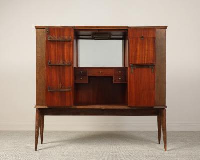 Italian Modernist Sculptural Cerused Oak Dry Bar Cabinet circa 1940