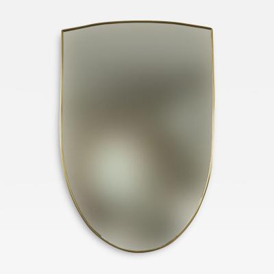 Italian Modernist Shield Brass Mirror 1970ca