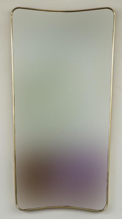Italian Modernist Tapered Shield Shape Brass Mirror