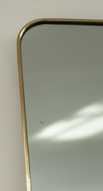 Italian Modernist Tapered Shield Shape Brass Mirror