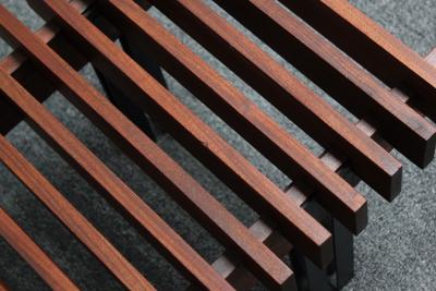 Italian Modernist Teak and Leather Bench by Inge and Luciano Rubino