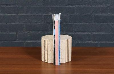 Italian Modernist Travertine Bookends by Fratelli Mannelli for Marble Art