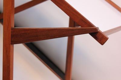 Italian Modernist Two Tier Walnut Bar Cart Trolley on Casters