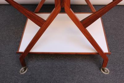 Italian Modernist Two Tier Walnut Bar Cart Trolley on Casters