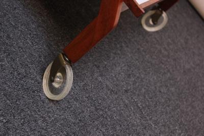 Italian Modernist Two Tier Walnut Bar Cart Trolley on Casters