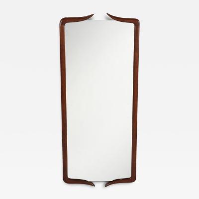 Italian Modernist Walnut Wall Mirror Italy circa 1950