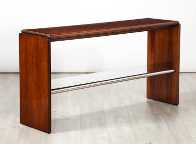 Italian Modernist Wood and Chrome Console Table Italy circa 1960