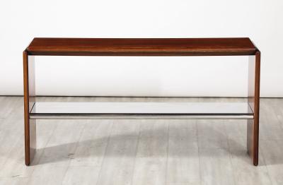 Italian Modernist Wood and Chrome Console Table Italy circa 1960