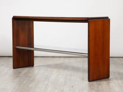 Italian Modernist Wood and Chrome Console Table Italy circa 1960