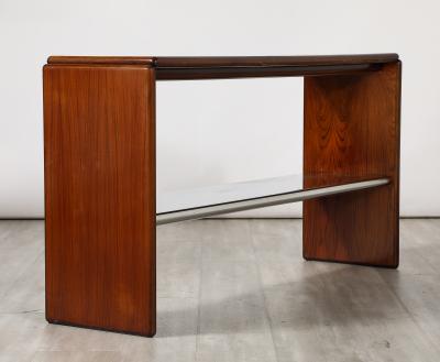 Italian Modernist Wood and Chrome Console Table Italy circa 1960