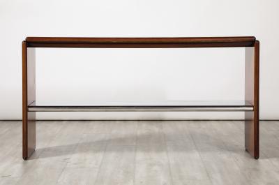 Italian Modernist Wood and Chrome Console Table Italy circa 1960
