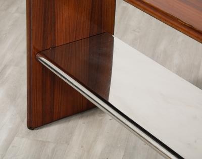 Italian Modernist Wood and Chrome Console Table Italy circa 1960