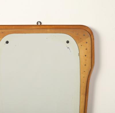 Italian Modernist Wood and Glass Mirror circa 1960