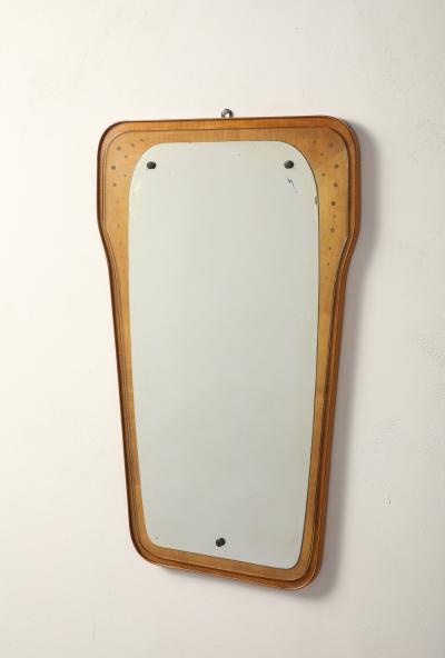 Italian Modernist Wood and Glass Mirror circa 1960