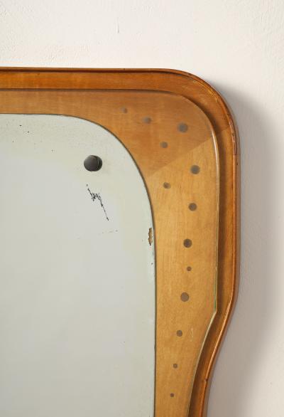 Italian Modernist Wood and Glass Mirror circa 1960