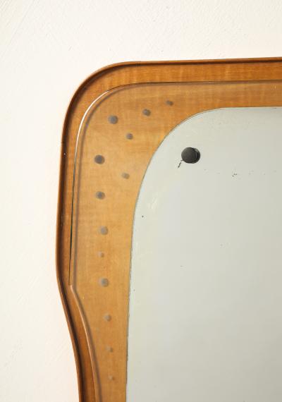 Italian Modernist Wood and Glass Mirror circa 1960