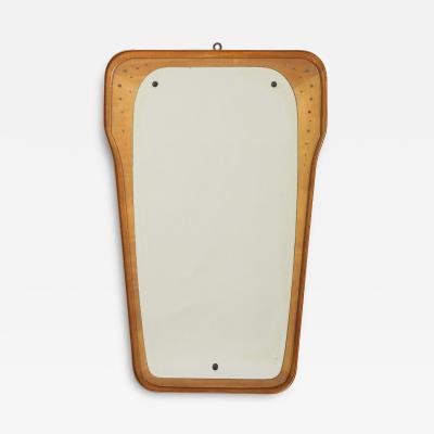 Italian Modernist Wood and Glass Mirror circa 1960