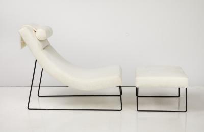 Italian Modernist Wrought Iron Chaise and Ottoman Italy circa 1960