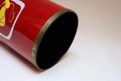 Italian Modernist Zodiac Red Umbrella Stand in Enamel and Brass by SIVA