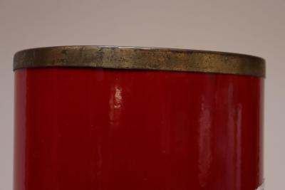 Italian Modernist Zodiac Red Umbrella Stand in Enamel and Brass by SIVA